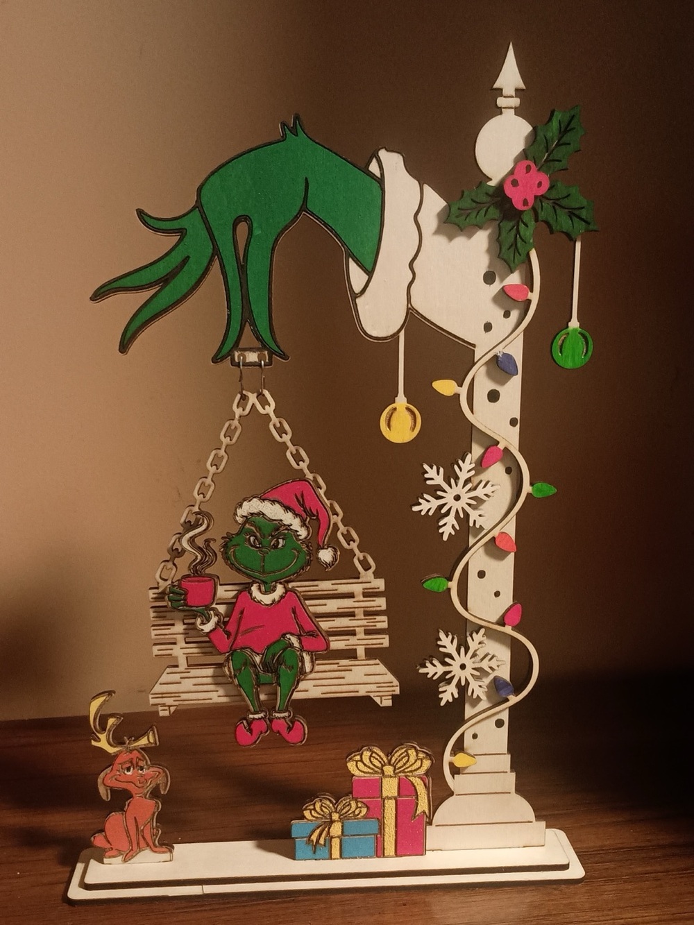 Handmade Grinch Christmas Shelf Sitter